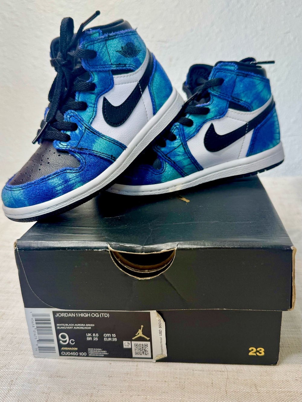 Nike Kids' Jordan 1 High OG Blue TIEDYE High-Top Sneakers